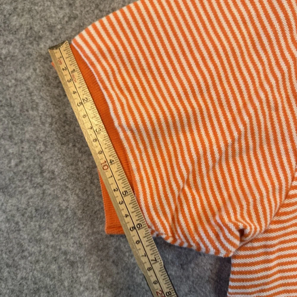 Polo Ralph Lauren Striped Polo Shirt Large Orange White 100% Cotton Short Sleeve